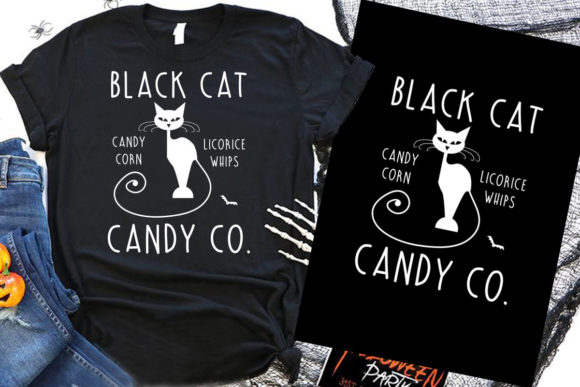 Black Cat Halloween Cat T Shirt Design: Graphics for Bold T-Shirt Designs