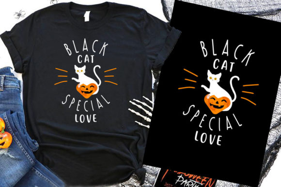 Black Cat Special Love Halloween Graphics & T-Shirt Designs