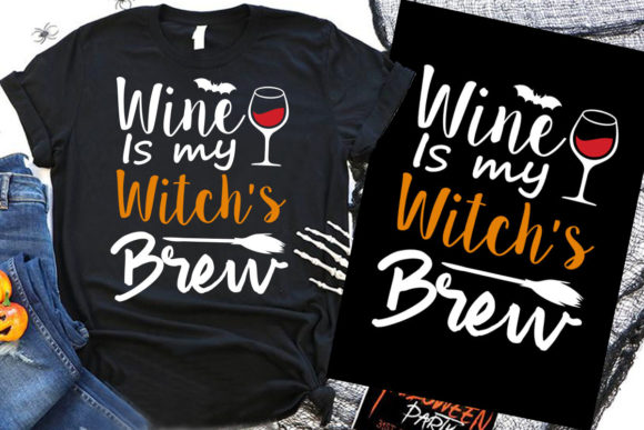 Halloween T-Shirt Designs Graphics: Wine is My
