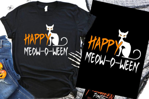 Happy Meow-o-ween Halloween T-Shirt Graphics